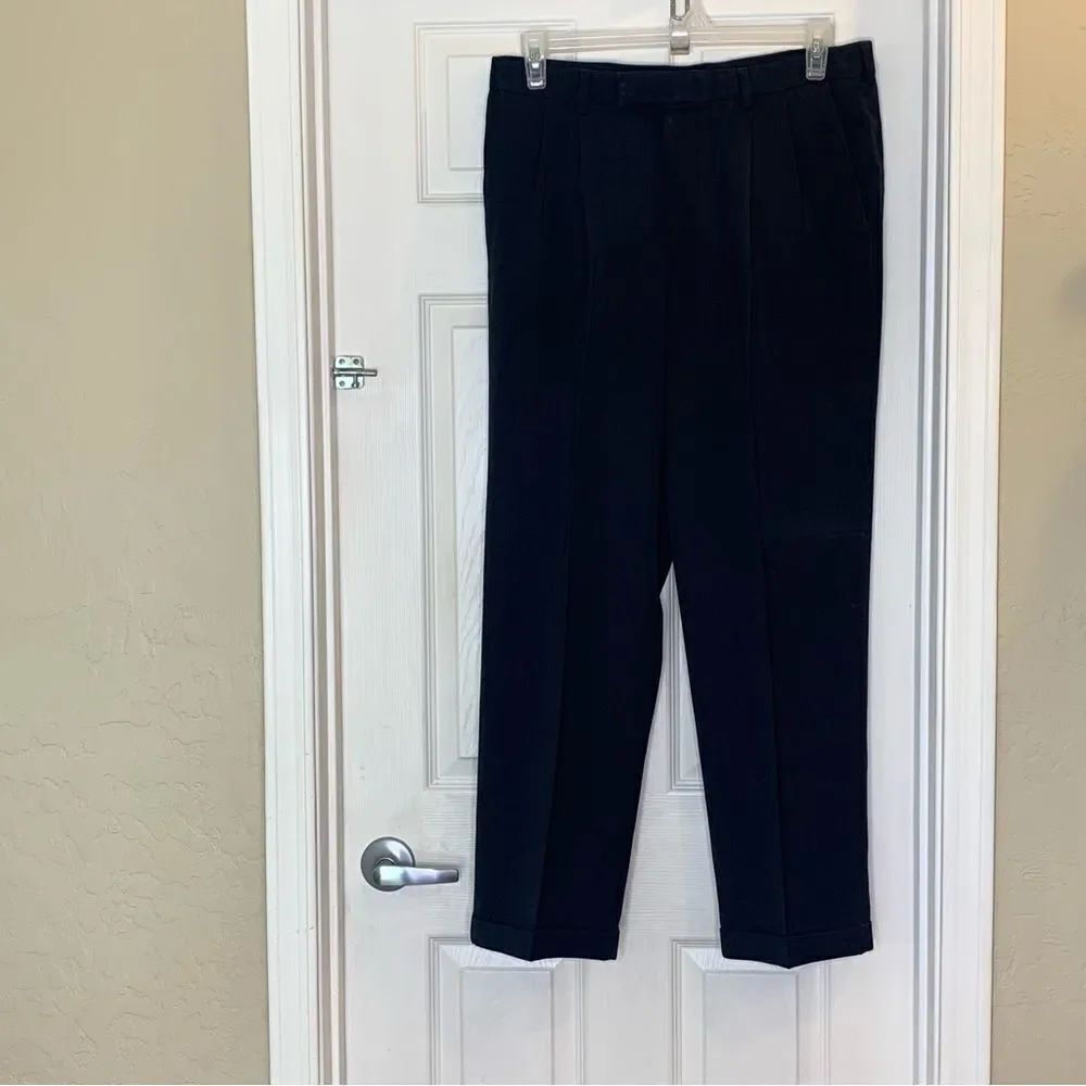 Haggar Black Pants Cuffed Hem Size 34x30